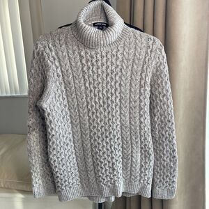 Lands' End Drifter Cable Knit  turtleneck sweater in Mottled grey M